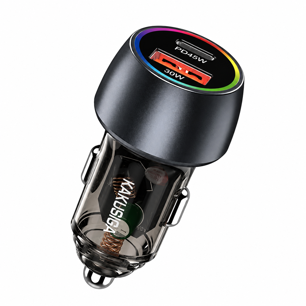 CARGADOR DE VEHÍCULO TIPO-C MÁS USB KAKUSIGA KSC-1978 75W CARGA RÁPIDA