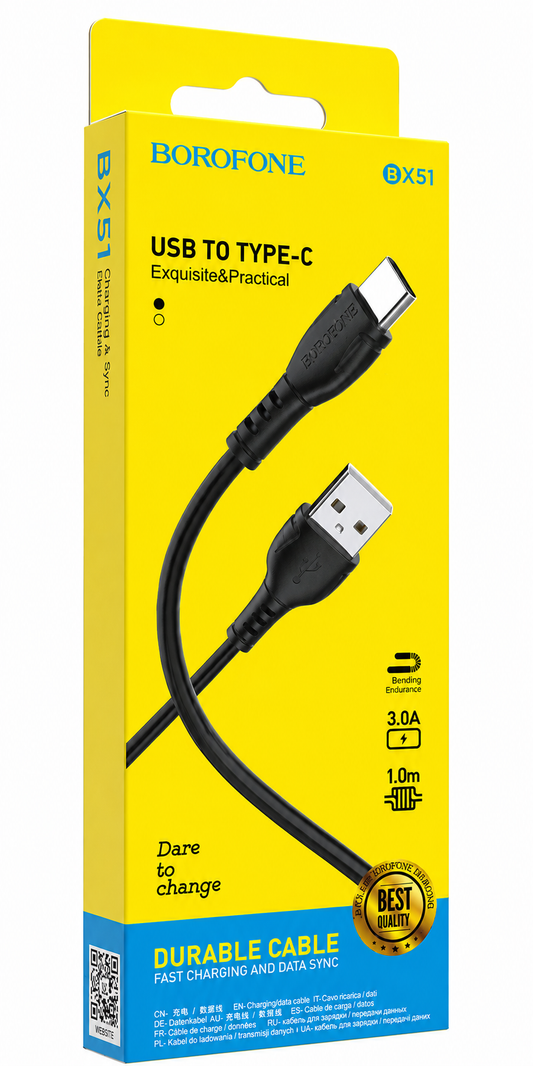 CABLE TIPO C BOROFONE BX51 TRIUMPH 2.4A