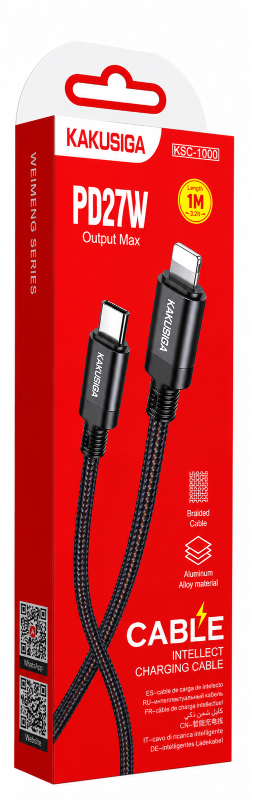 CABLE TIPO C A IPHONE 27W KAKUSIGA KSC-970 DE TELA