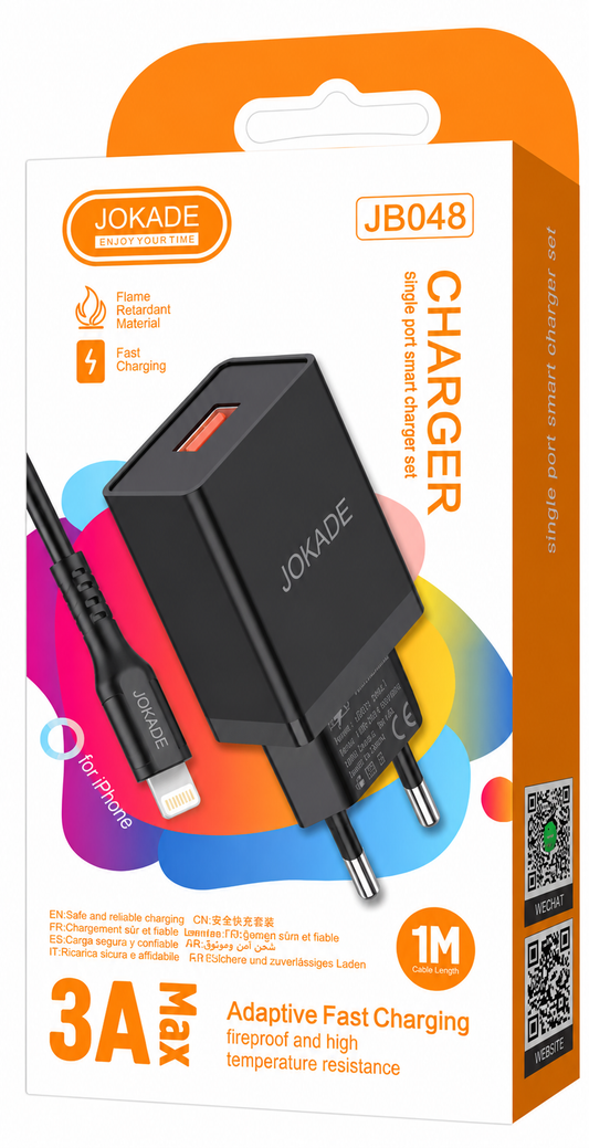 CARGADOR IPHONE 3A JOKADE JB04
