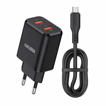 CARGADOR MICRO USB 2.4A DOBLE PUERTO USB KAKUSIGA KSC-964