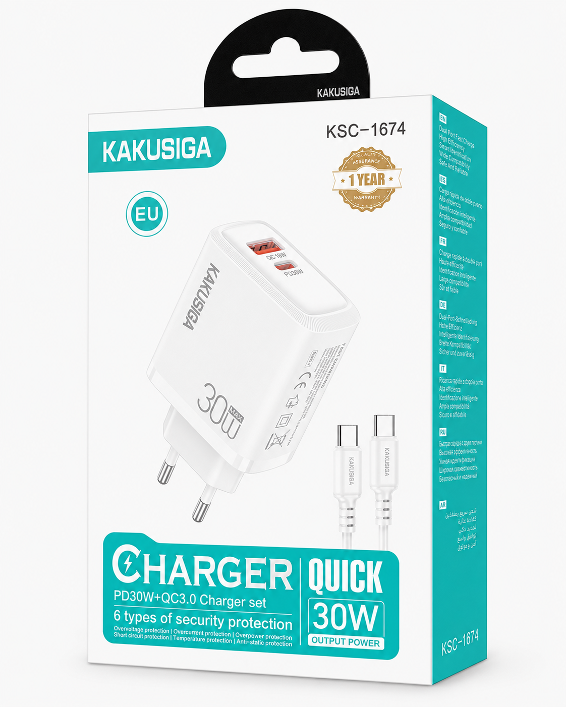CARGADOR PD TIPO C 30W KAKUSIGA 1674