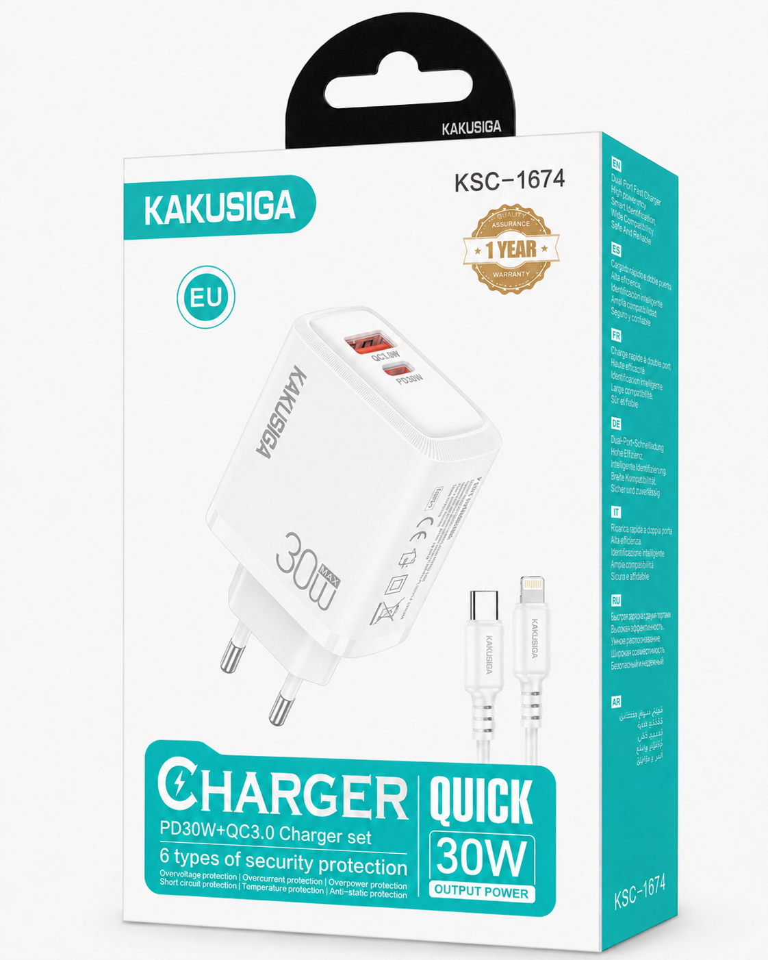 CARGADOR PD IPHONE 30W KAKUSIGA 1674