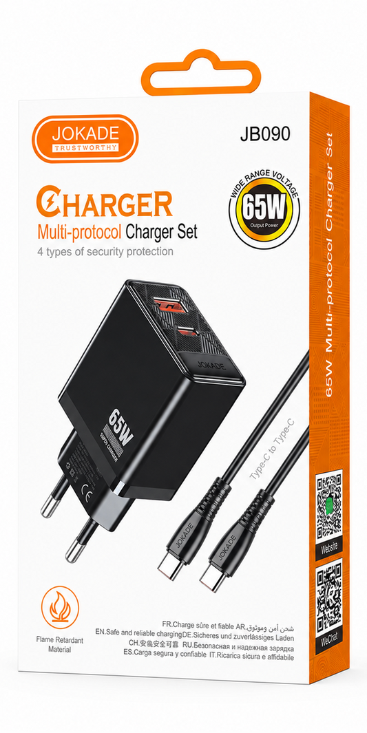 CARGADOR 65W CARGA RÁPIDA JOKADE JB040