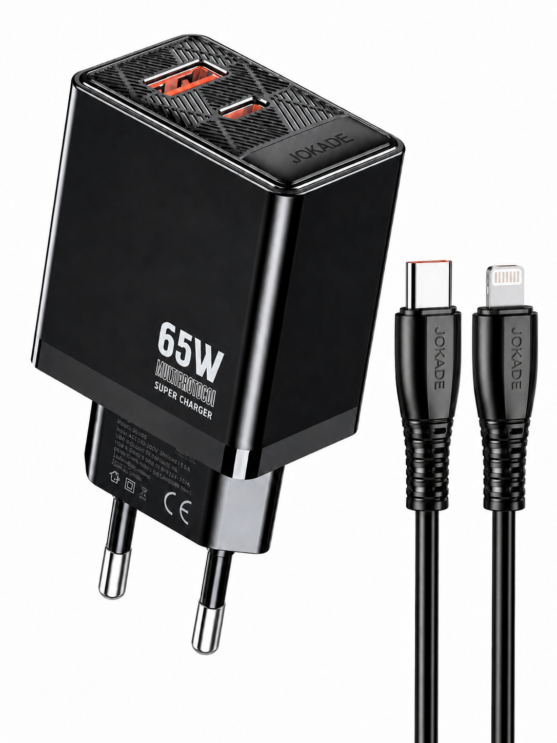CARGADOR IPHONE 65W CARGA RÁPIDA JOKADE JB040