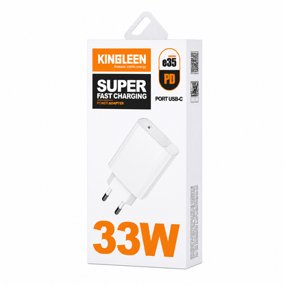 ADAPTADOR DE CARGA PD TIPO C 33W CARGA RÁPIDA KINGLEEN E35