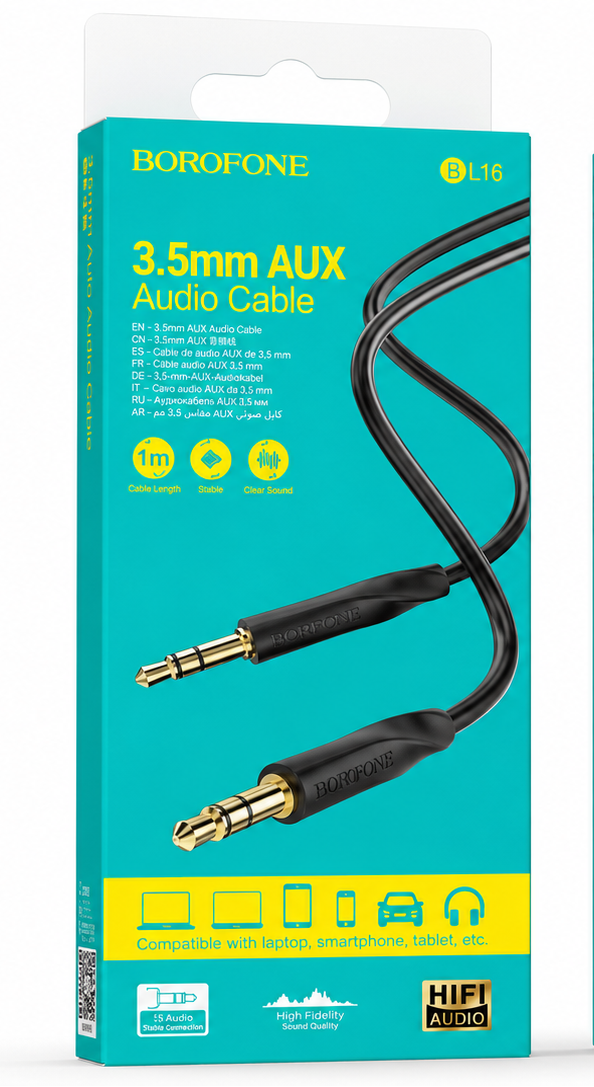 CABLE AUXILIAR 3.5 MM A 3.5 MM 1 METRO BOROFONE BL12