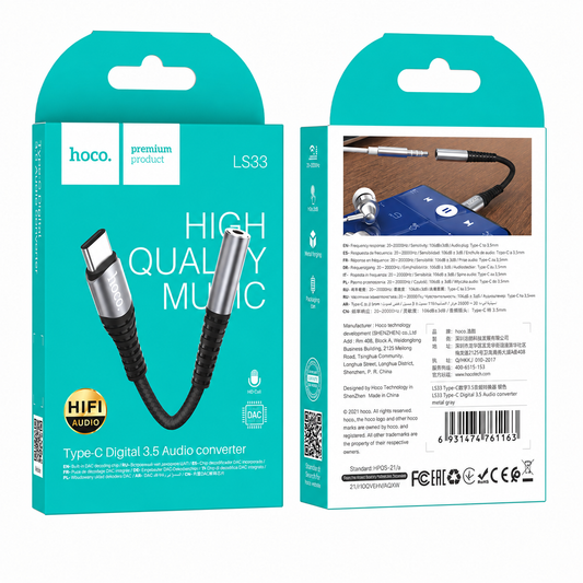 ADAPTADOR DE AUDIO HOCO LS33 TIPO C A 3.5 MM
