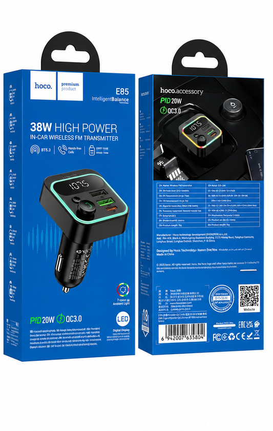 SINTONIZADOR BLUETOOTH FM HOCO E85 PARA AUTO