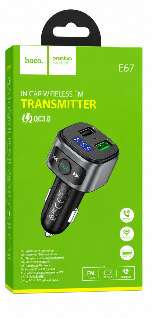SINTONIZADOR BLUETOOTH FM HOCO E67 PARA AUTO