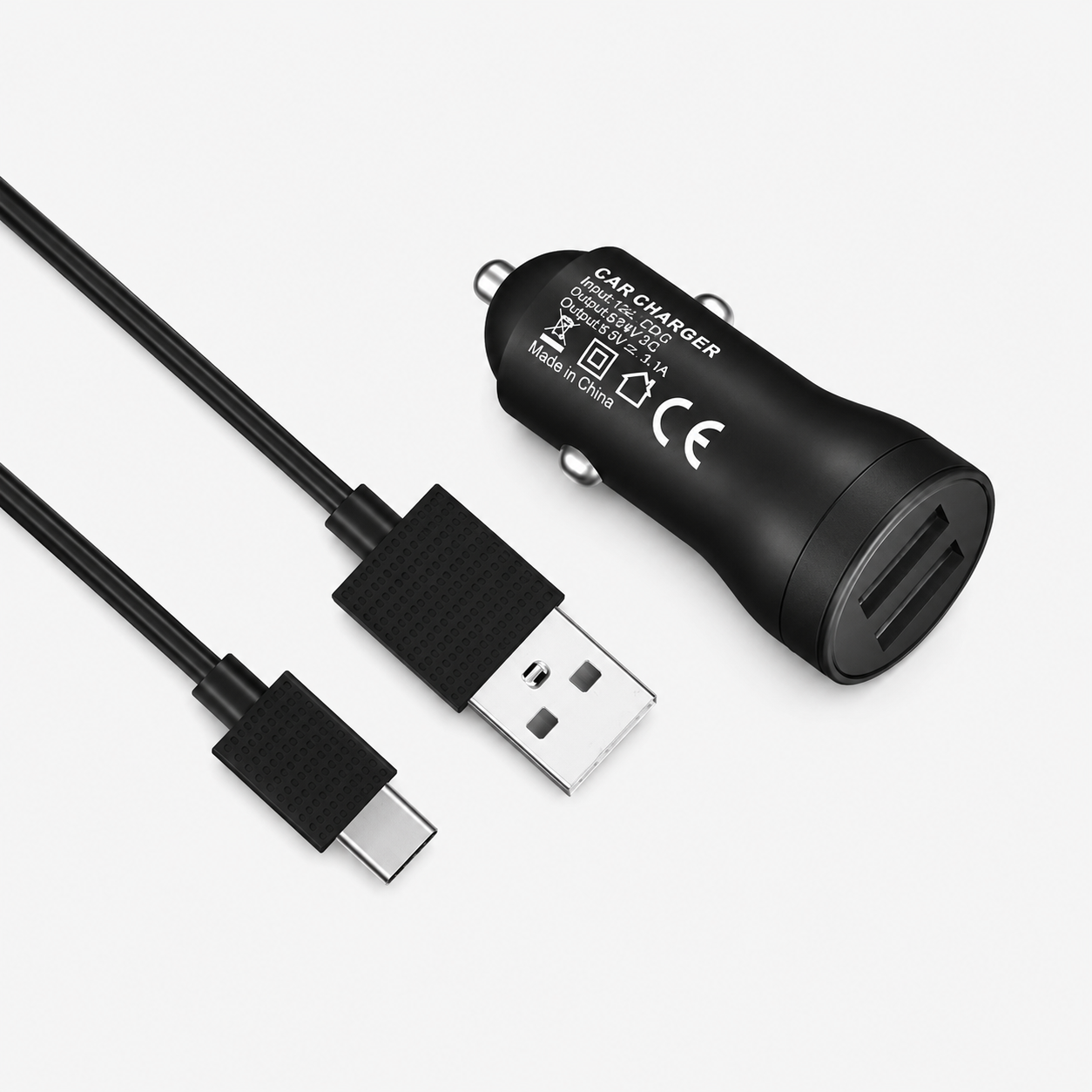 CARGADOR DE VEHÍCULO 2 USB MÁS CABLE TIPO-C KINGLEEN C919 3A