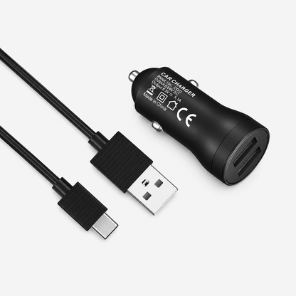 CARGADOR DE VEHÍCULO 2 USB MÁS CABLE TIPO-C KINGLEEN C919 3A