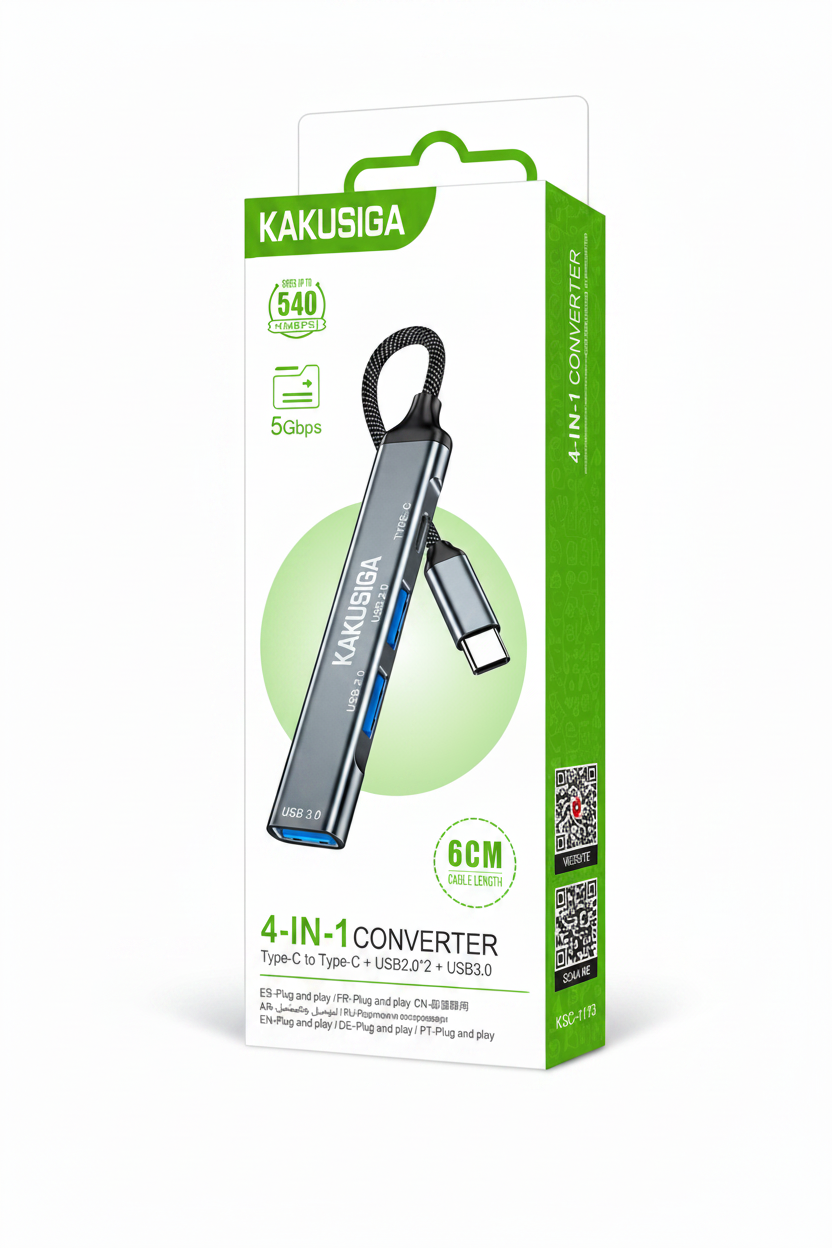 HUB USB TIPO-C DE 3 PUERTOS KAKUSIGA KSC-1417
