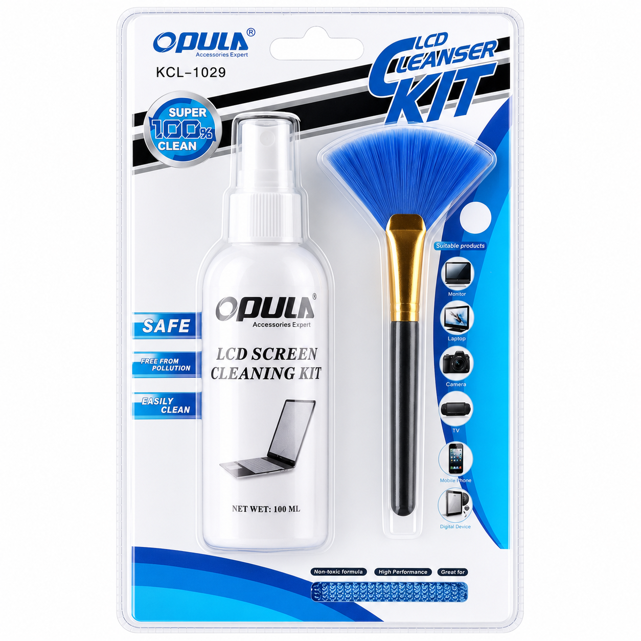 KIT DE LIMPIEZA CON LÍQUIDO PAÑO Y PINCEL