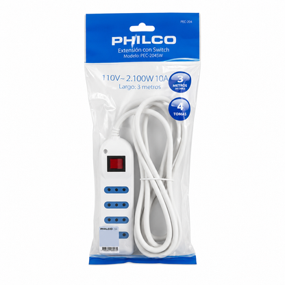 ALARGADOR PHILCO 3 METROS 4 POSICIONES CON SWITCH