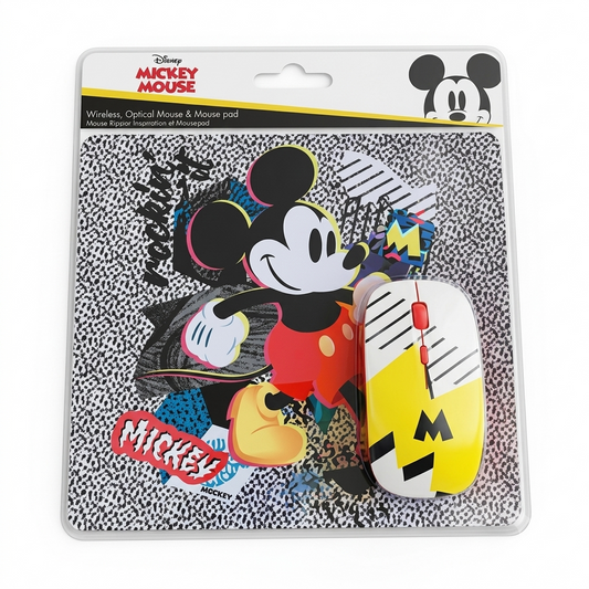 MOUSE INALÁMBRICO MICKEY MOUSE ORIGINAL MÁS MOUSE PAD